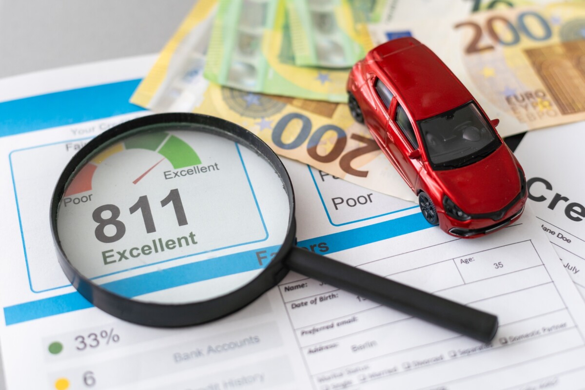 Personal loan application form excellent credit score with calculator, dollar money, and pen Personal loan application form excellent credit score with calculator, dollar money, and pen