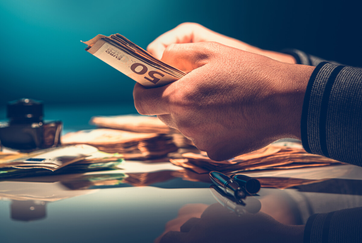 Business Owner Making Accounting and Euro Money Counting