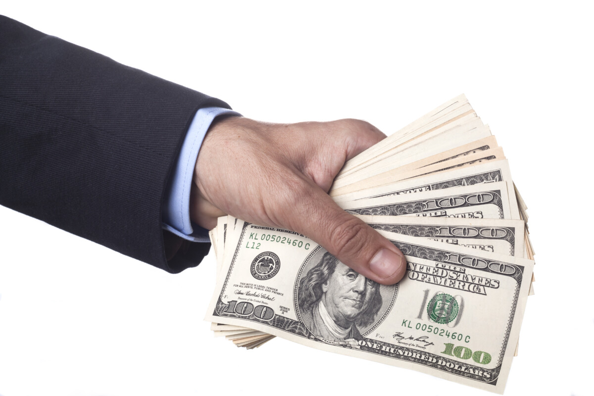 Holding Dollars on White